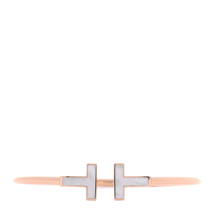 Tiffany 18K Rose Gold Mother of Pearl T Wire Bracelet 1 of 5