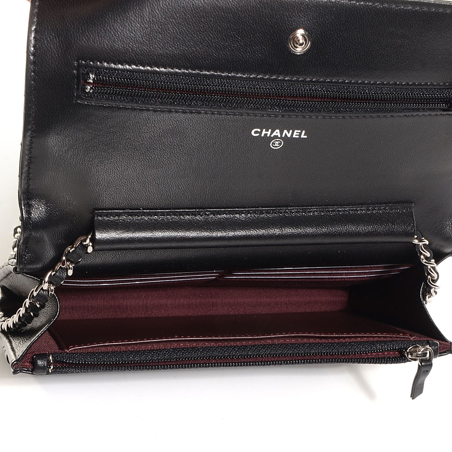 Lambskin Quilted Wallet On Chain WOC Black