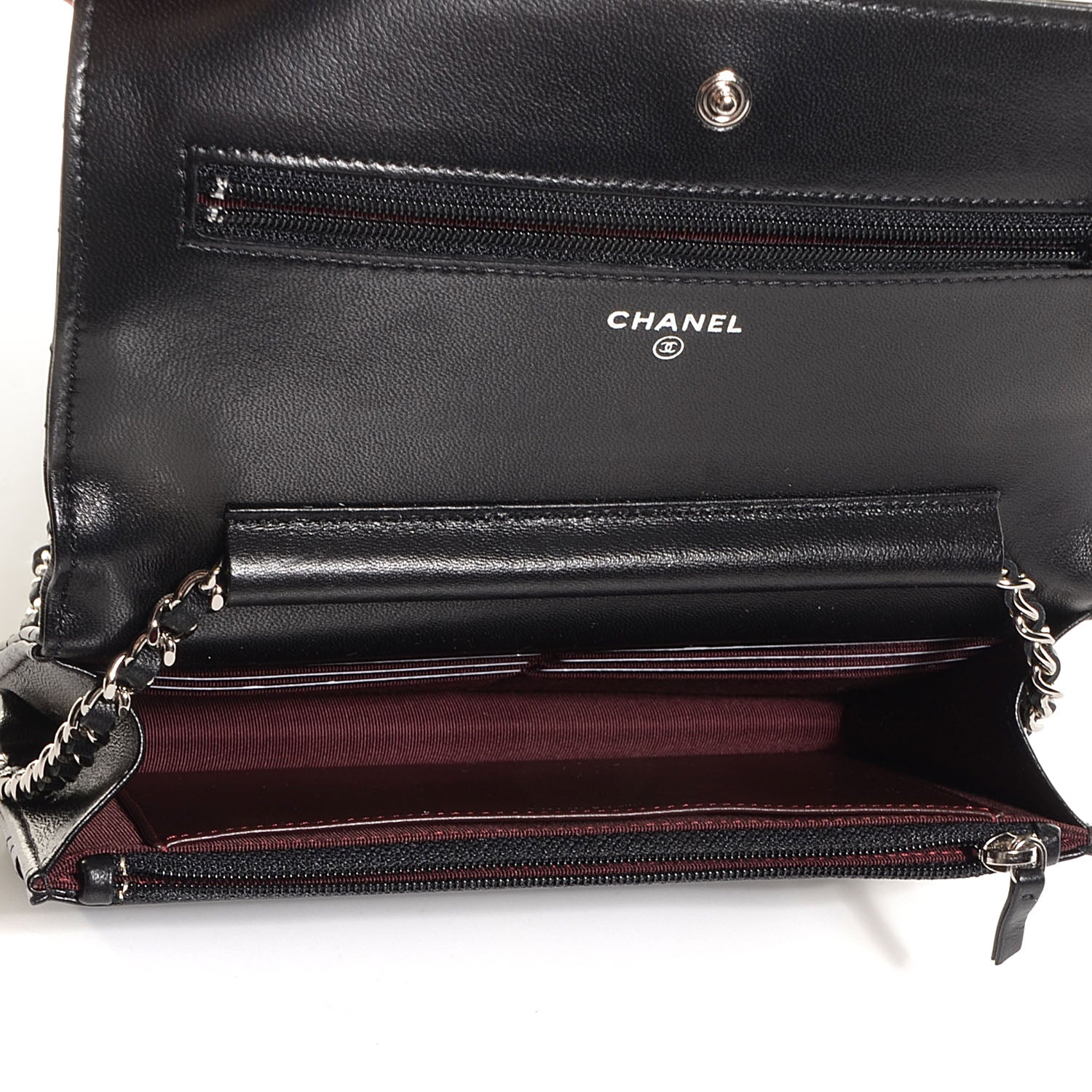 Chanel Lambskin Quilted Wallet On Chain WOC Black 6 of 9