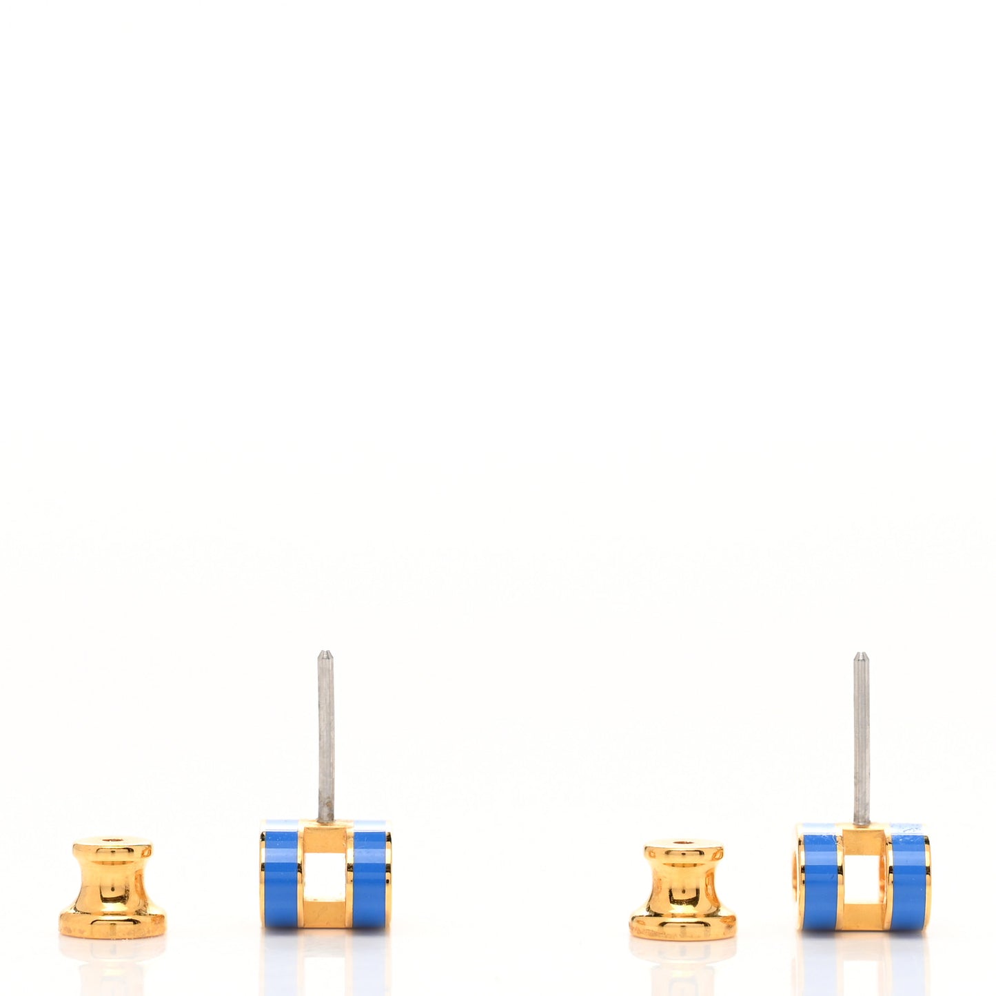 Gold Lacquered Pop H Earrings Bleu Sature