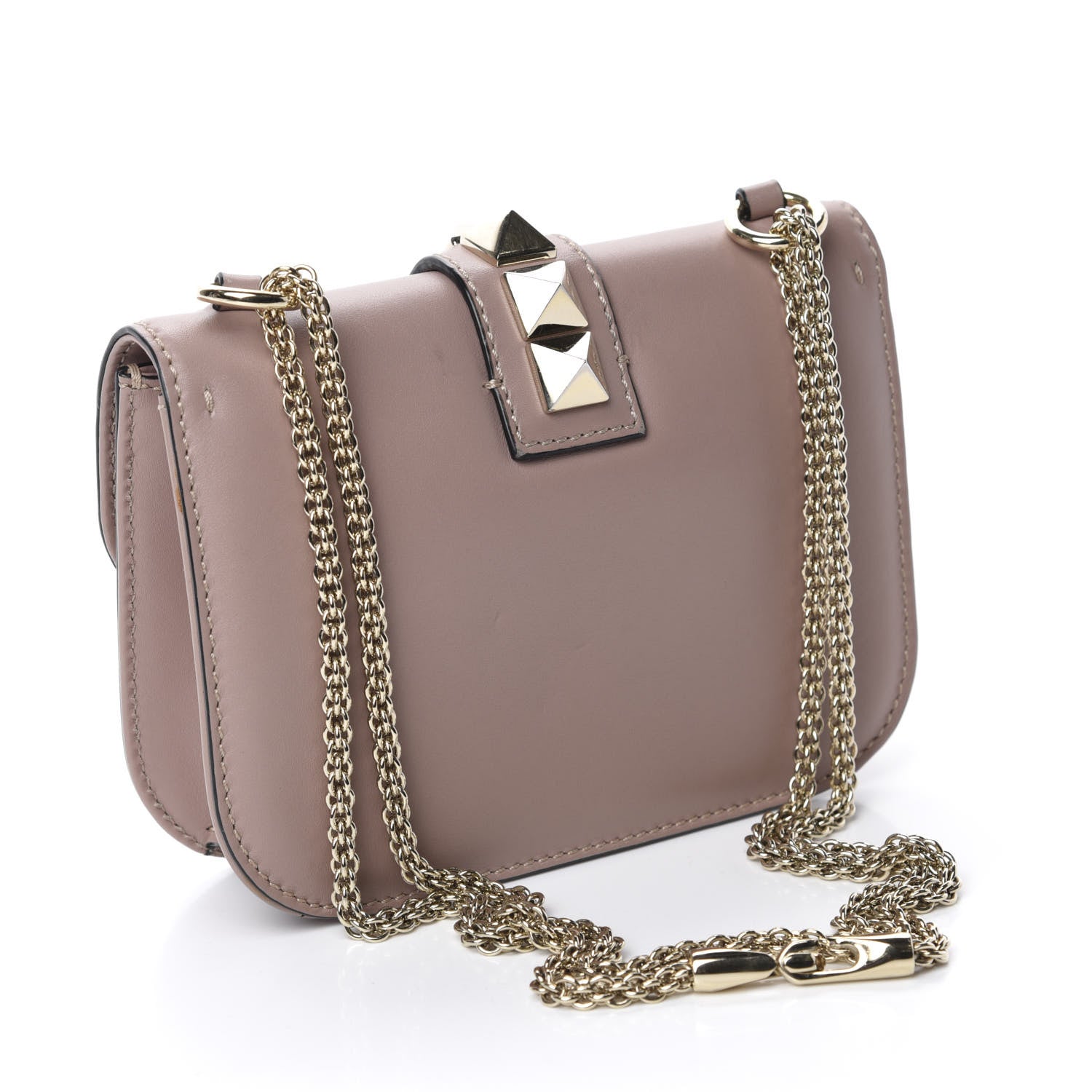 Valentino Garavani Vitello Small Glam Lock Rockstud Flap Poudre 3 of 14