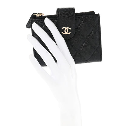 Chanel Caviar Quilted Compact Zipped Pocket Wallet Black 2 of 8