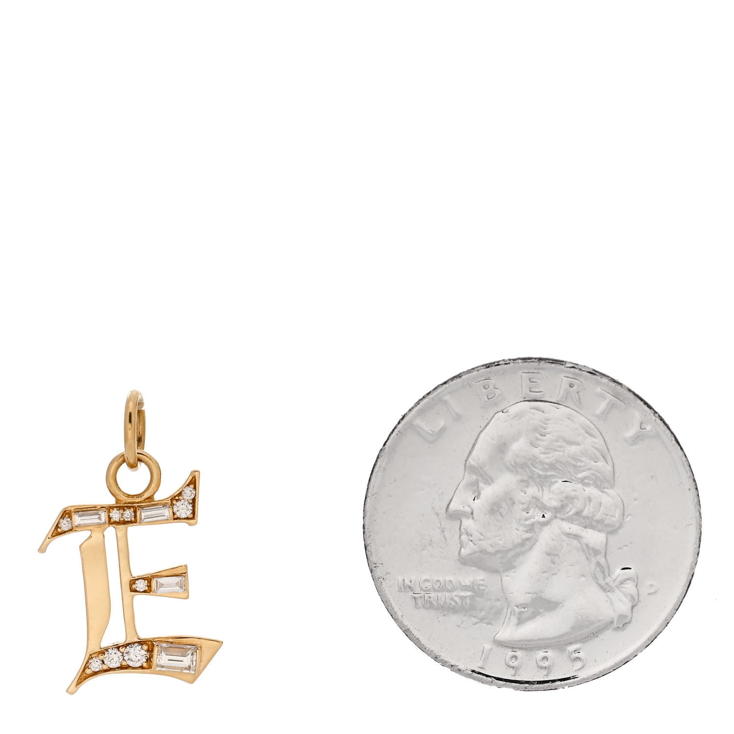 Foundrae 18K Yellow Gold Diamond Initial E Medallion 2 of 4