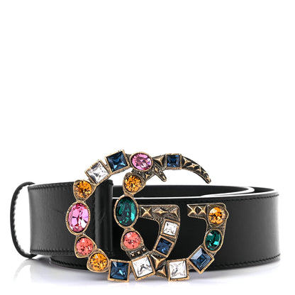 Gucci Calfskin Crystal Double G 40mm Belt 70 28 Black Multicolor 1 of 5