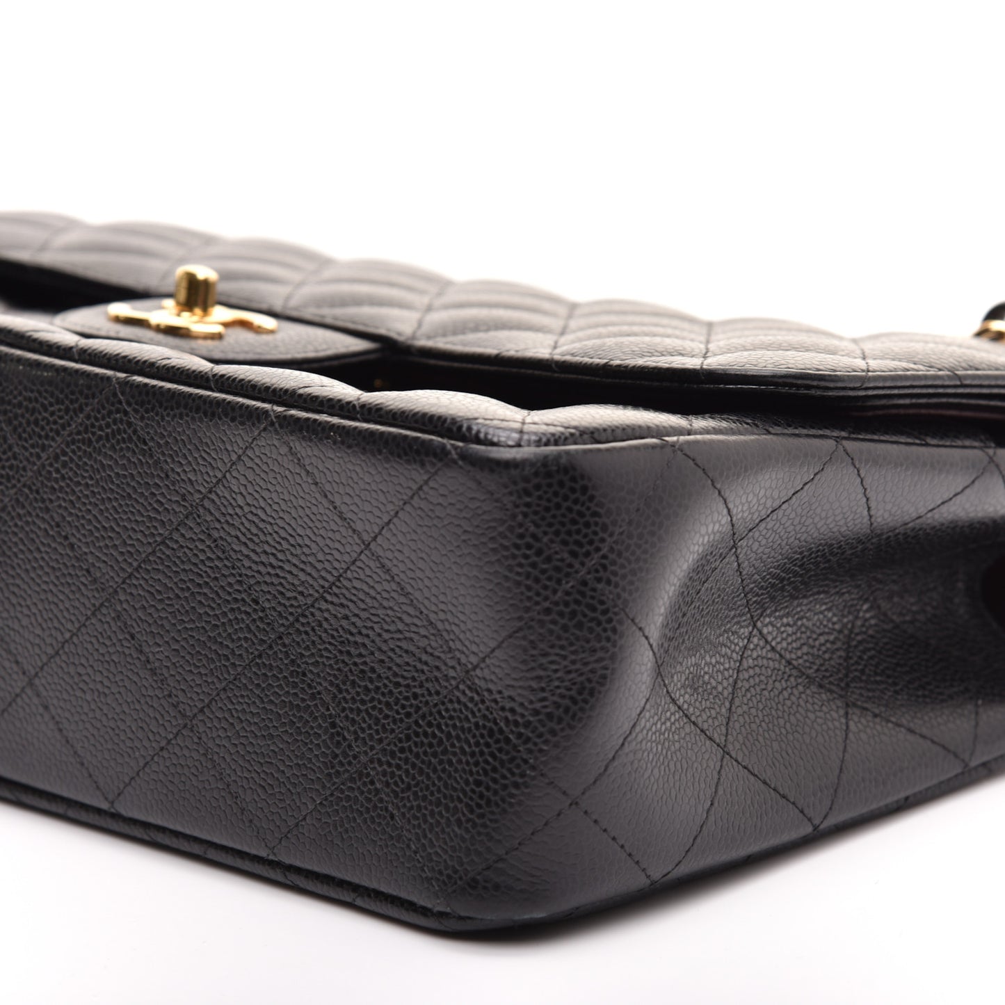 Caviar Quilted Jumbo Double Flap Black