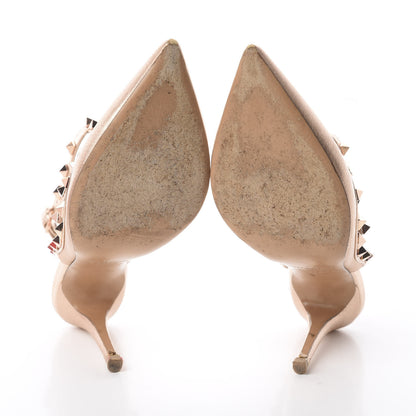 Valentino Garavani Metallic Pebbled Calfskin Rockstud Ankle Strap 100mm Pumps 37.5 Rame 5 of 6