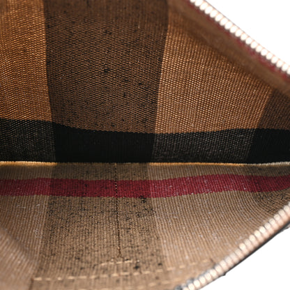 Burberry Grainy Calfskin Canvas Mega Check Medium Ashby Tassel Hobo Saddle Brown 7 of 13