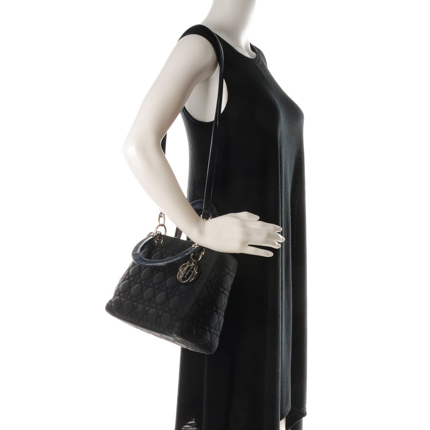 Nylon Cannage Medium Lady Dior Navy