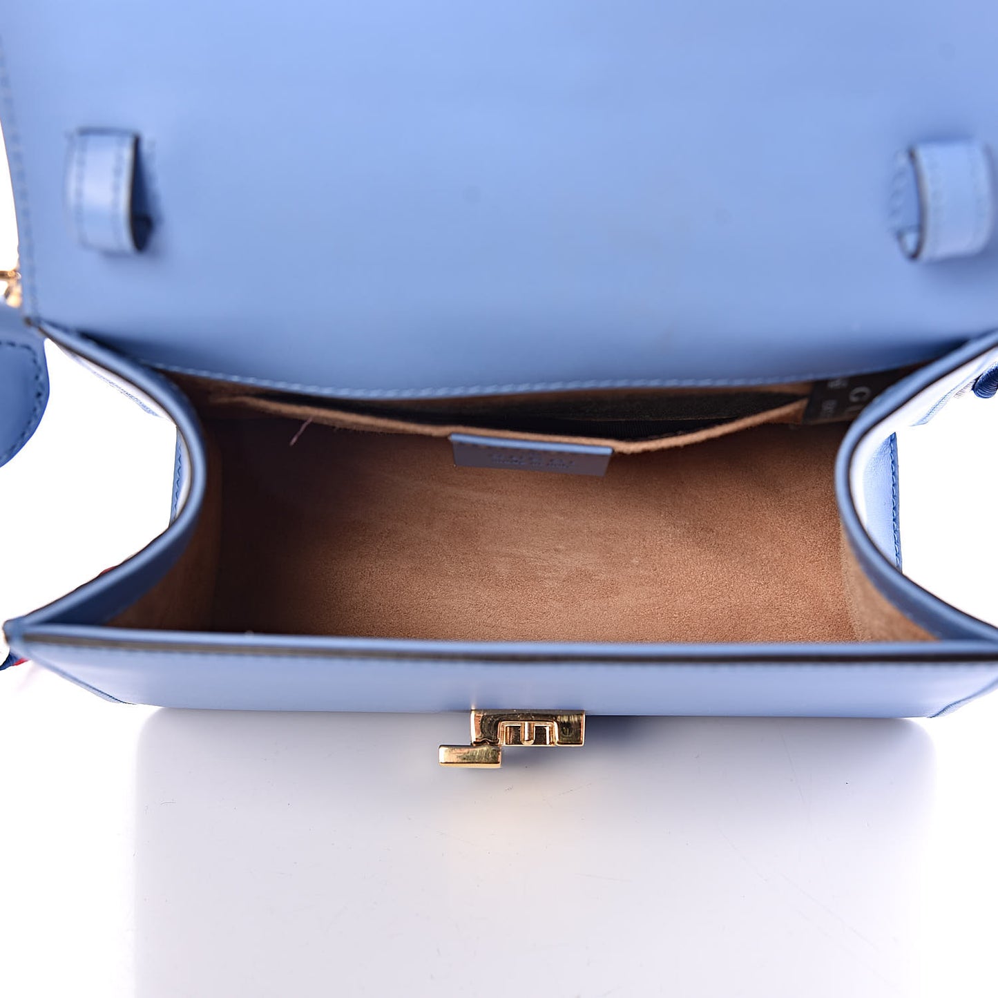 Vitello Fontanella Web Mini Sylvie Top Handle Bag Clear Sky Blue