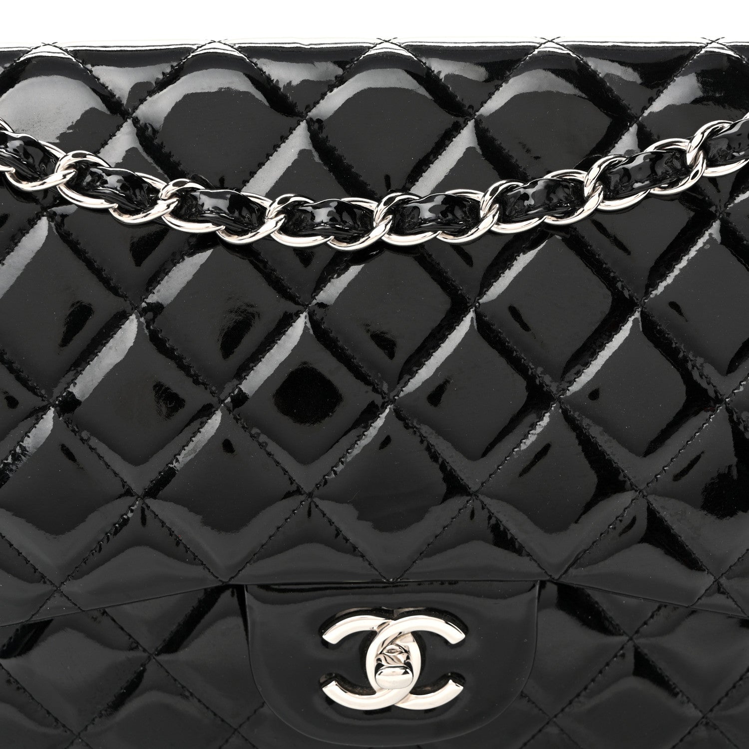 Chanel Patent Quilted Jumbo Double Flap Black 15 of 19