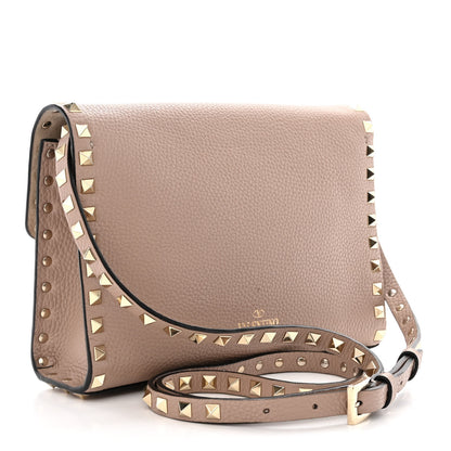 Valentino Garavani Pebbled Calfskin Medium Rockstud Flip Lock Crossbody Bag Poudre 3 of 12