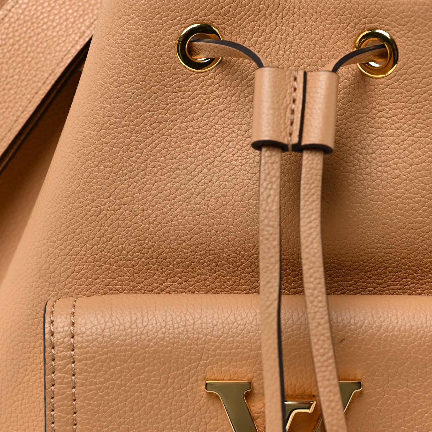 Louis Vuitton Calfskin Lockme Bucket MM Arizona Beige 7 of 27