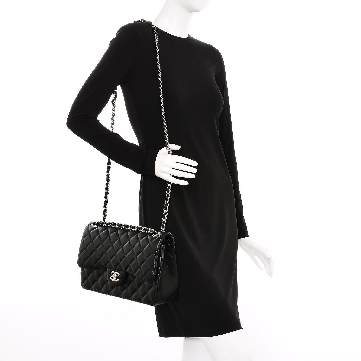 Chanel Lambskin Quilted Jumbo Double Flap Black 2 of 8