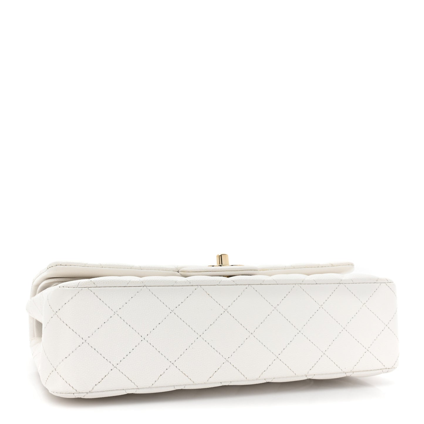 Caviar Quilted Medium Double Flap White
