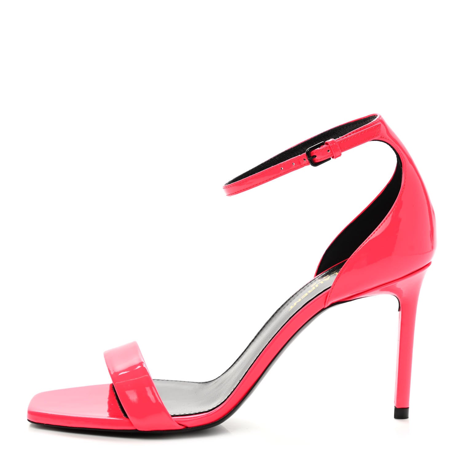 Saint Laurent Patent Calfskin Amber 105 Ankle Strap Sandals 37.5 Fuchsia Fluo 1 of 18
