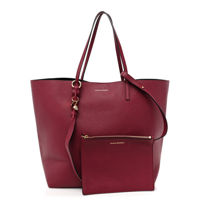 Alexander McQueen Grained Calfskin Skull Open Shopper Tote Burgundy 1 of 15