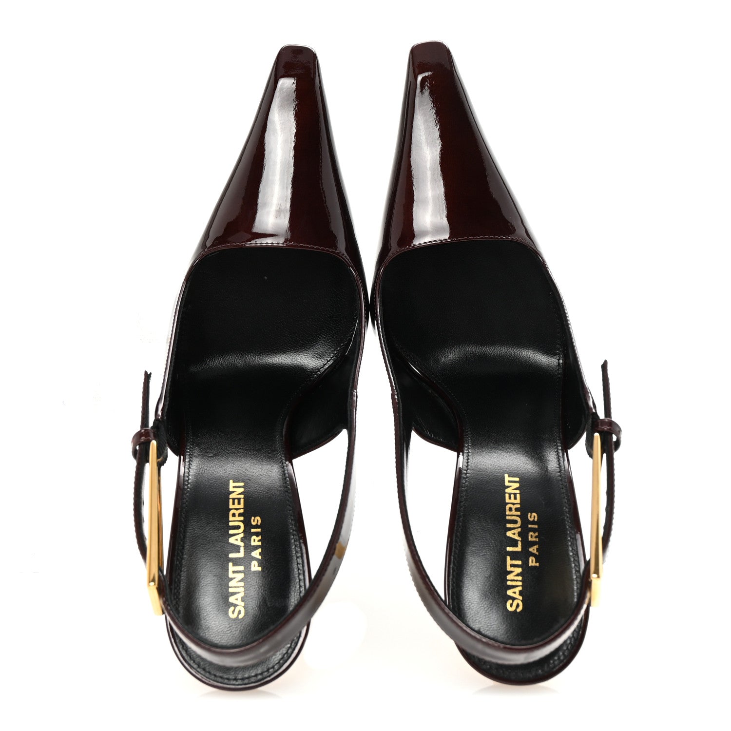Saint Laurent Vernice Gloss Lee 110 Slingback Pumps 38 Marron Glacé 2 of 9
