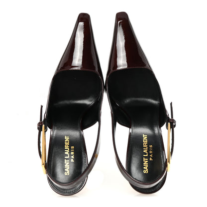 Saint Laurent Vernice Gloss Lee 110 Slingback Pumps 38 Marron Glacé 2 of 9