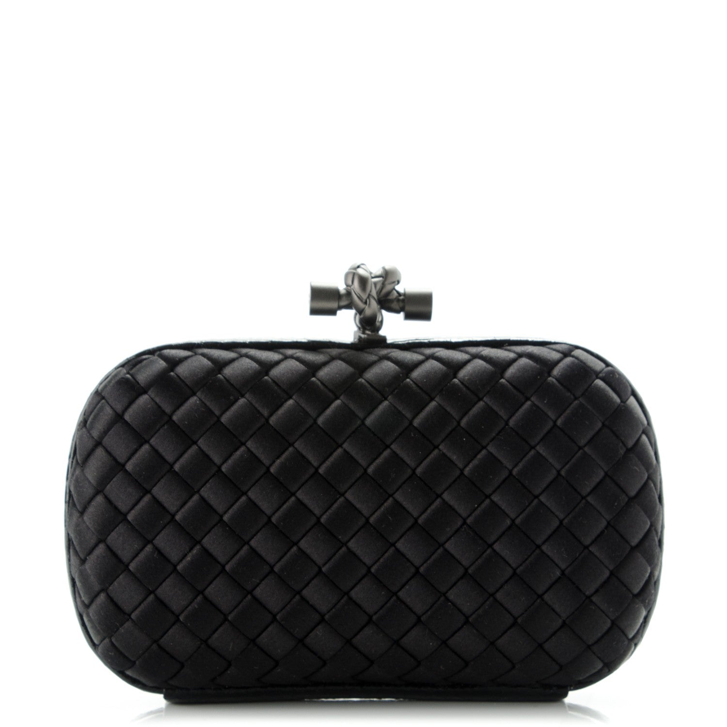 Bottega Veneta Satin Intreccio Impero Ayers Knot Clutch Black 1 of 6