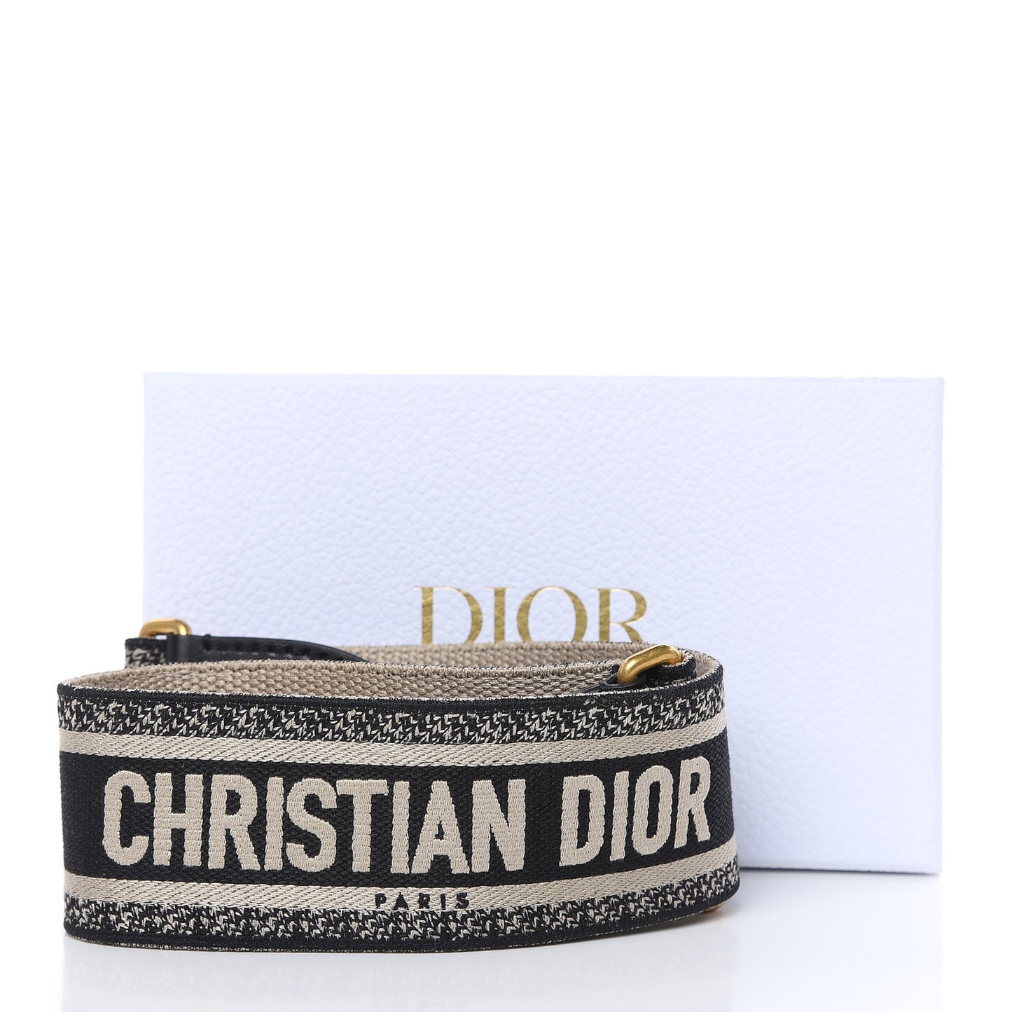 Canvas Embroidered Shoulder Strap Black