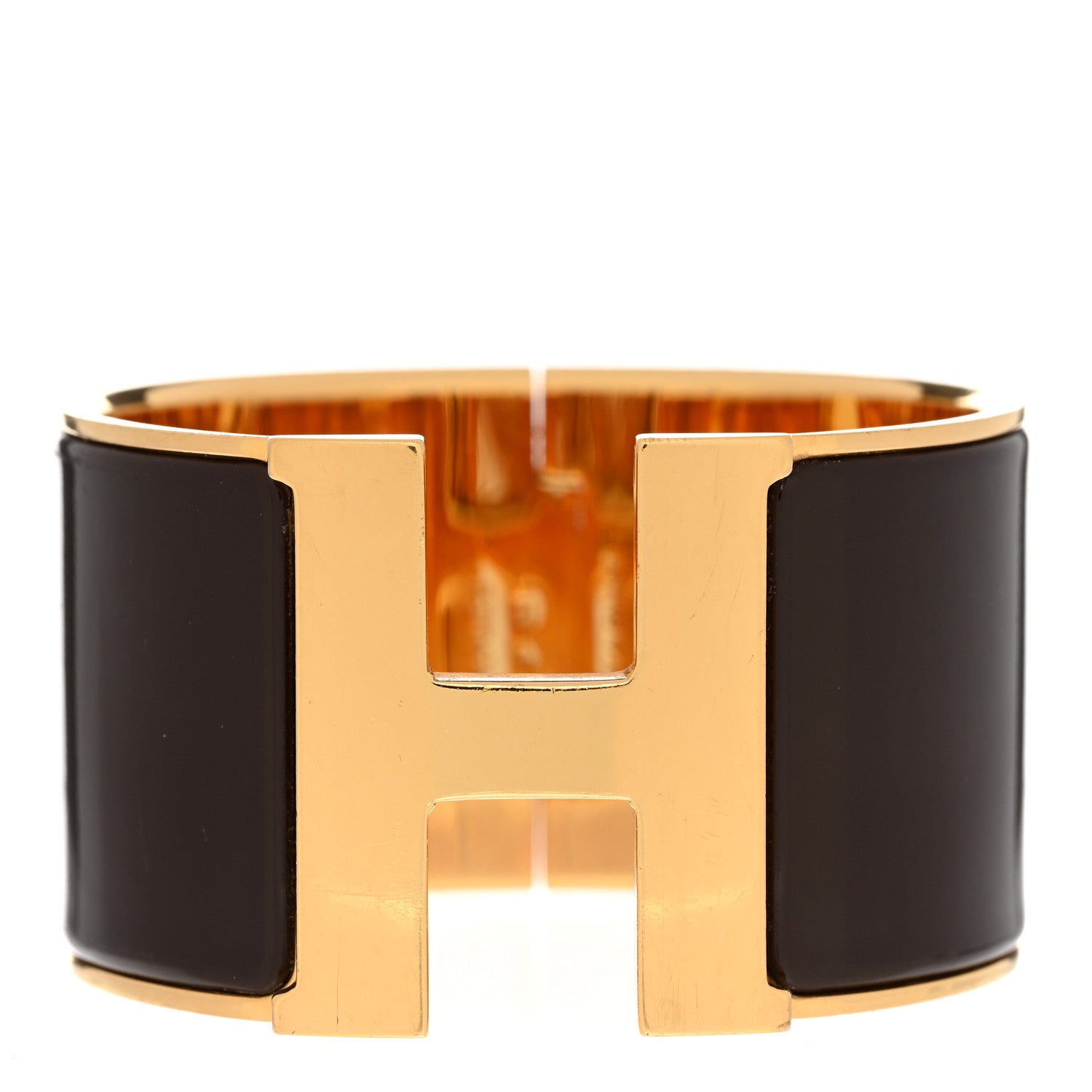 Hermes Enamel Extra Wide Clic Clac H Bracelet GM Dark Brown 1 of 4