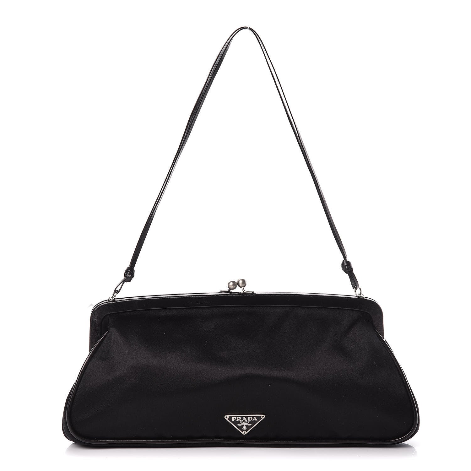 Prada Satin Kisslock Clutch Black 1 of 10