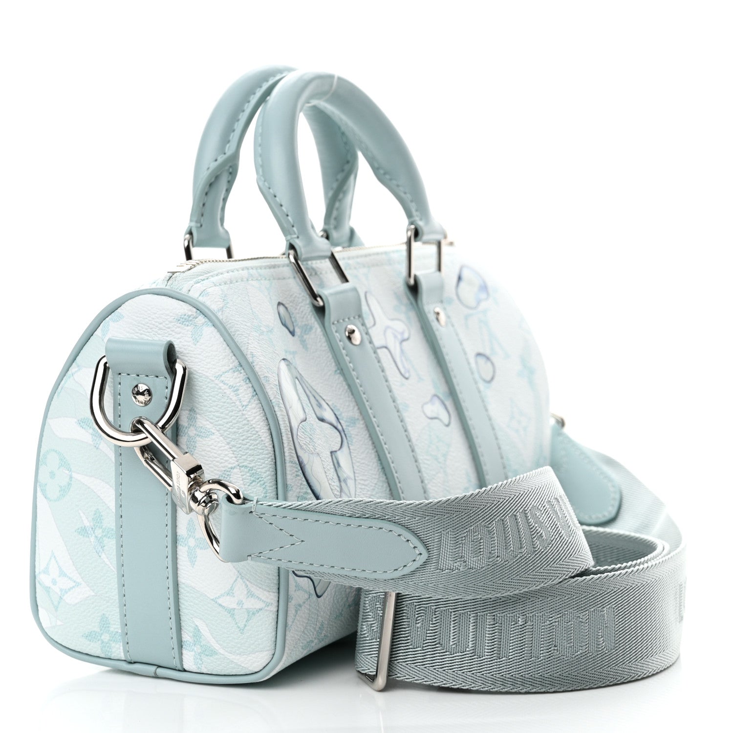 Louis Vuitton Monogram Aquagarden Keepall Bandouliere 25 Crystal Blue 3 of 11