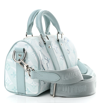 Louis Vuitton Monogram Aquagarden Keepall Bandouliere 25 Crystal Blue 3 of 11