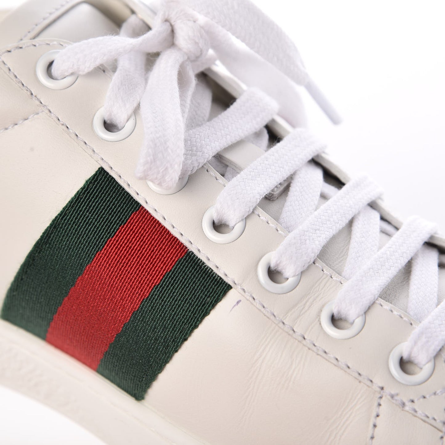Calfskin Ayers Bee Embroidered Womens Ace Sneakers 37.5 White Green