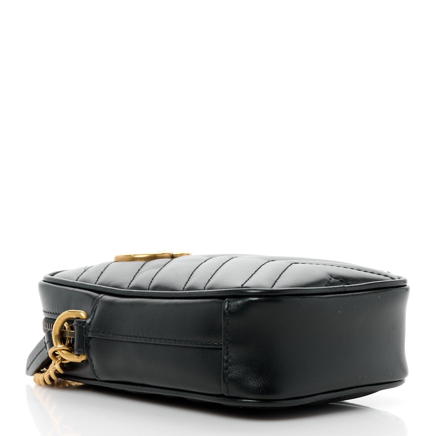 Calfskin Matelasse Mini GG Marmont Crossbody Bag Black