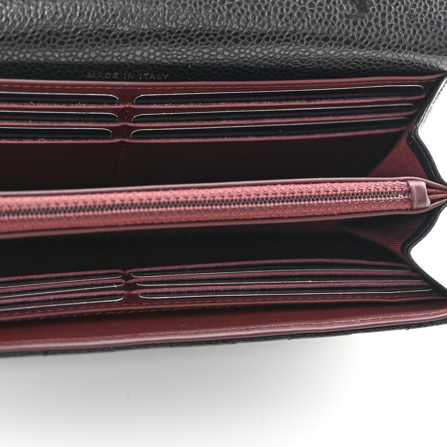 Caviar Quilted Large Gusset Flap Wallet Black
