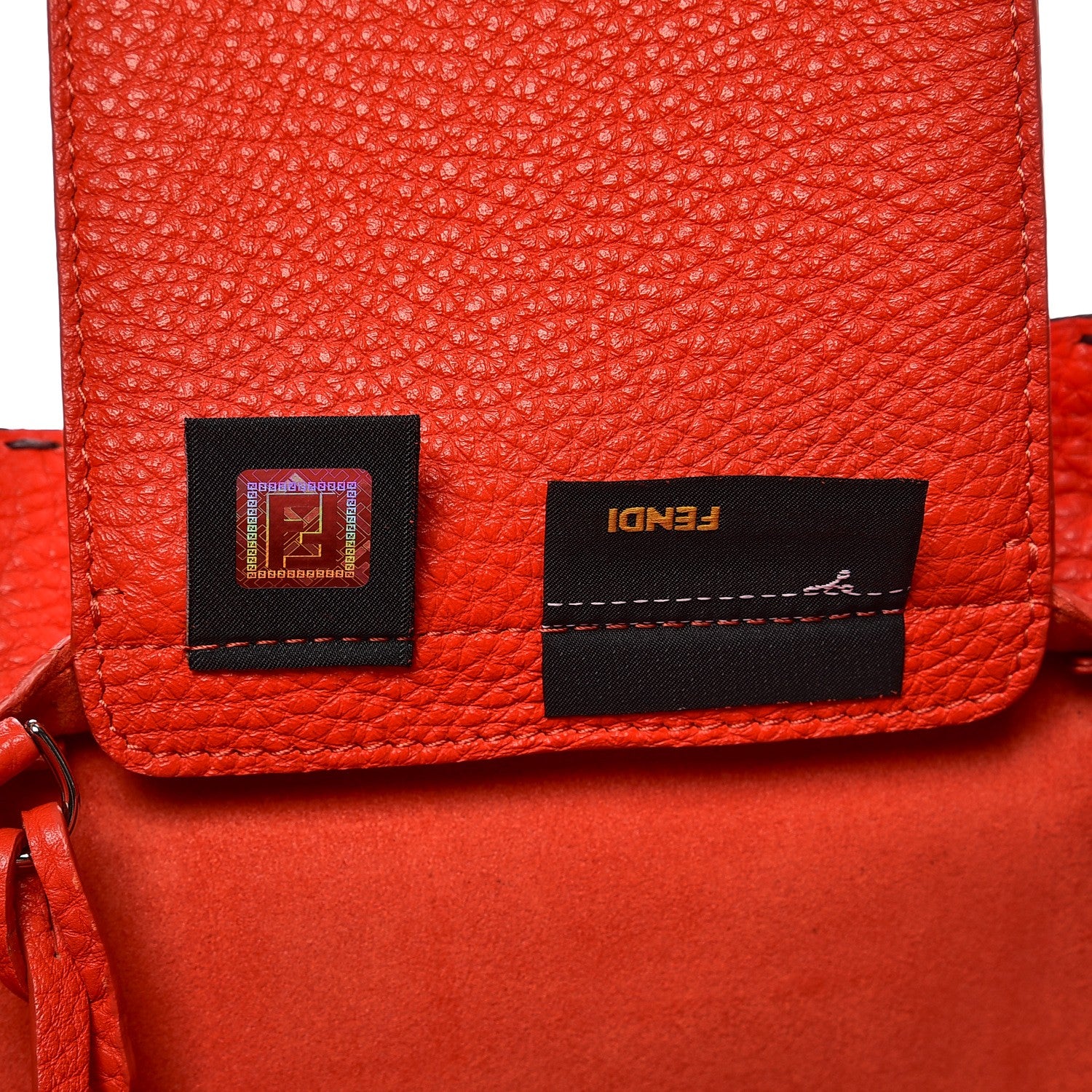Fendi Cuoio Romano Selleria Bi-Color Large Carla Shopping Tote Asfalto Papavero 7 of 14