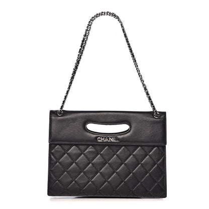 Chanel Lambskin Top Handle Logo Flap Black 1 of 13