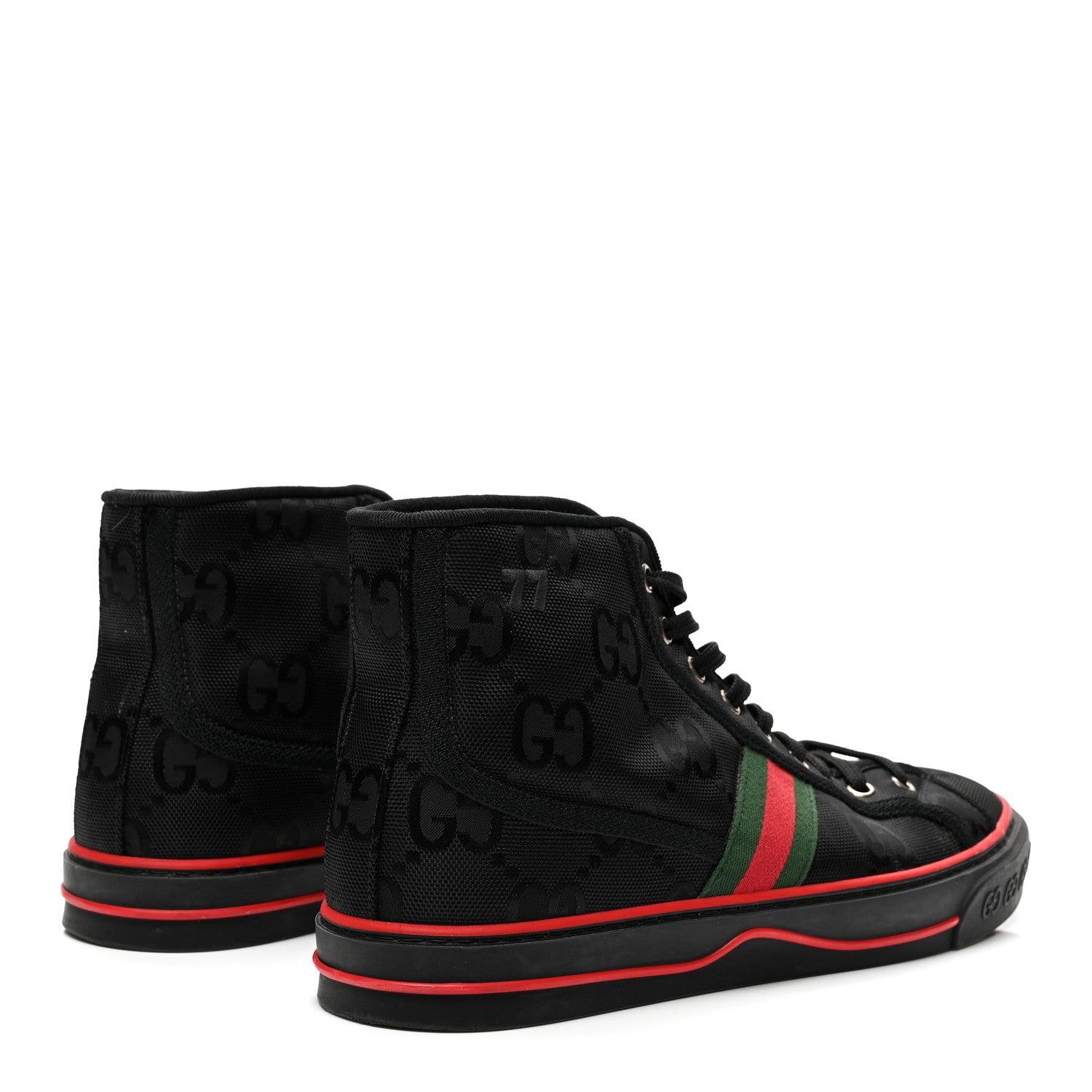 Gucci Econyl Nylon Web Monogram Off The Grid Mens 1977 Tennis High Top Sneakers 9 Black 4 of 10