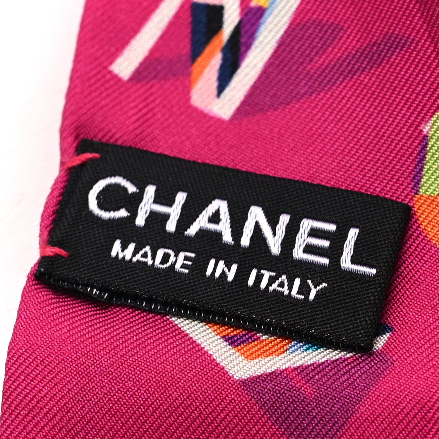 Chanel Silk CC Slim Bandeau Scarf Pink Multicolor 3 of 3