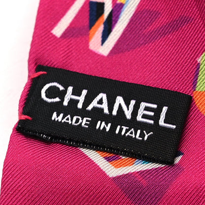 Chanel Silk CC Slim Bandeau Scarf Pink Multicolor 3 of 3