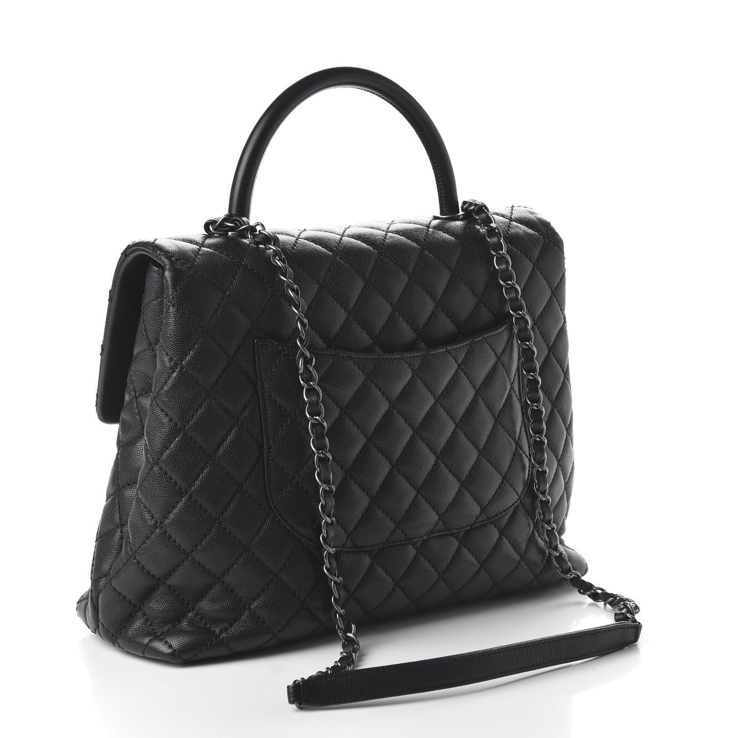 Chanel Caviar Quilted Large Coco Handle Flap Black 3 of 10