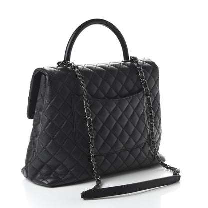 Chanel Caviar Quilted Large Coco Handle Flap Black 3 of 10