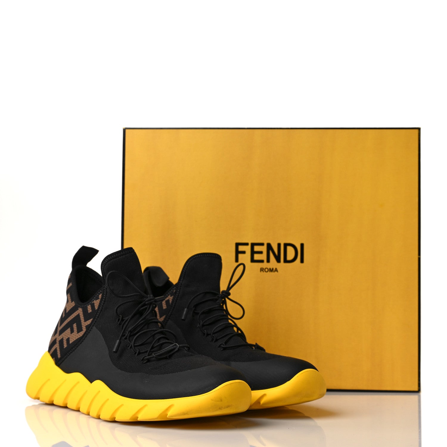 Fendi Mesh FF Mens High Top Sneakers 9 Black 9 of 9
