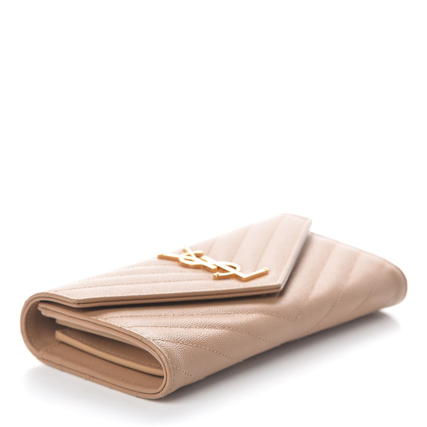 Grain De Poudre Matelasse Chevron Monogram Flap Wallet Dark Latte