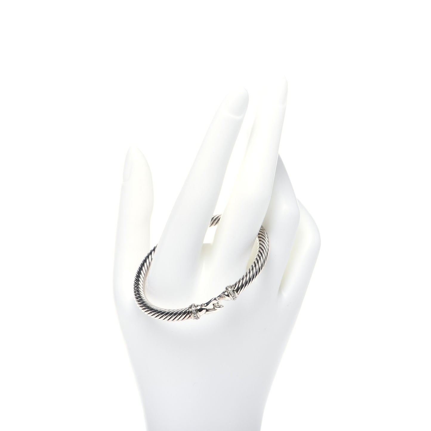 Sterling Silver Diamond 5mm Cable Buckle Bracelet
