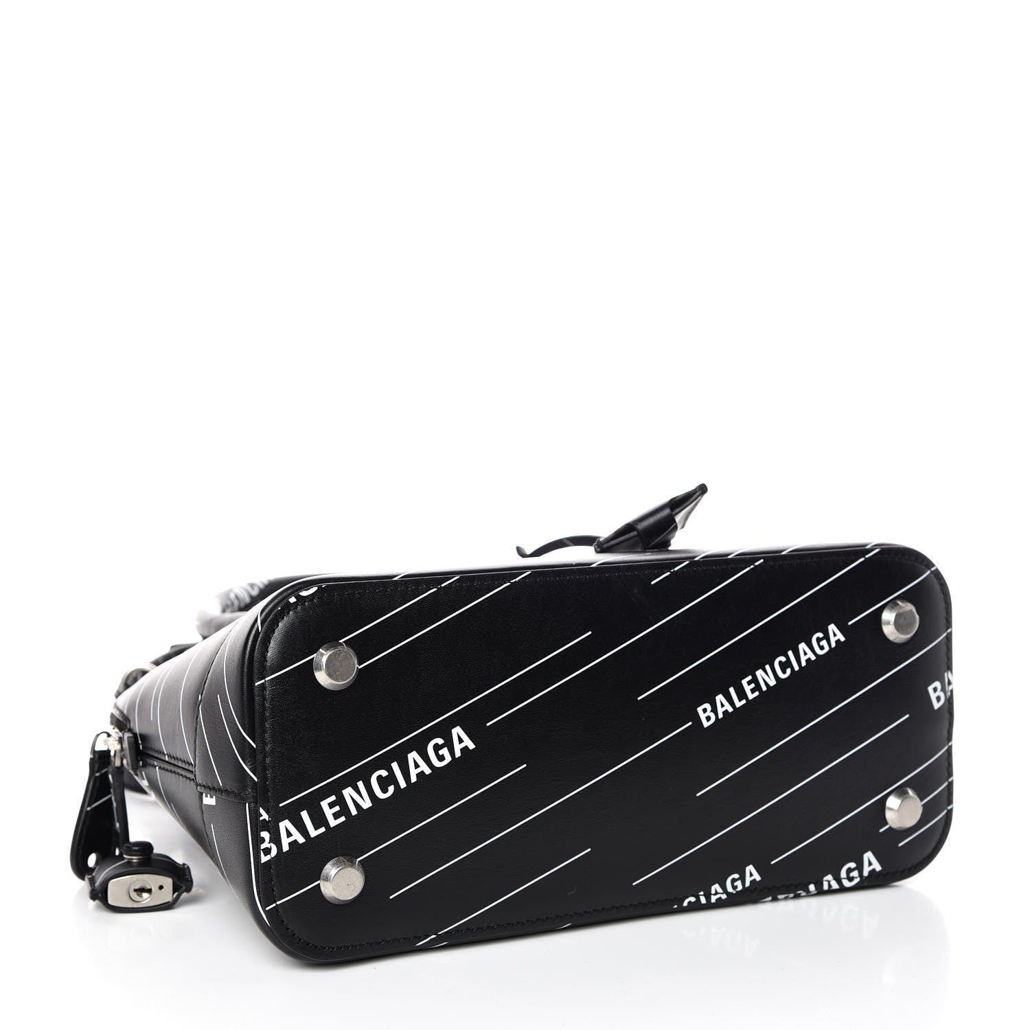 Balenciaga Calfskin Logo Print S Ville Top Handle Bag Black White 4 of 11