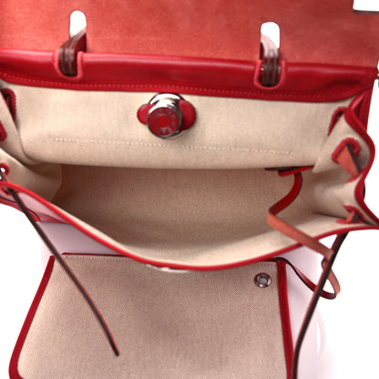 Hermes Toile H Berline Vache Hunter Herbag Zip PM 31 Rouge Piment Ecru 5 of 9