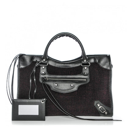 Balenciaga Calfskin Wool Classic Silver Hardware City Bordeaux 1 of 7