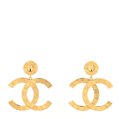 Chanel Metal Large Paris Button Earrings Gold 1 of 4