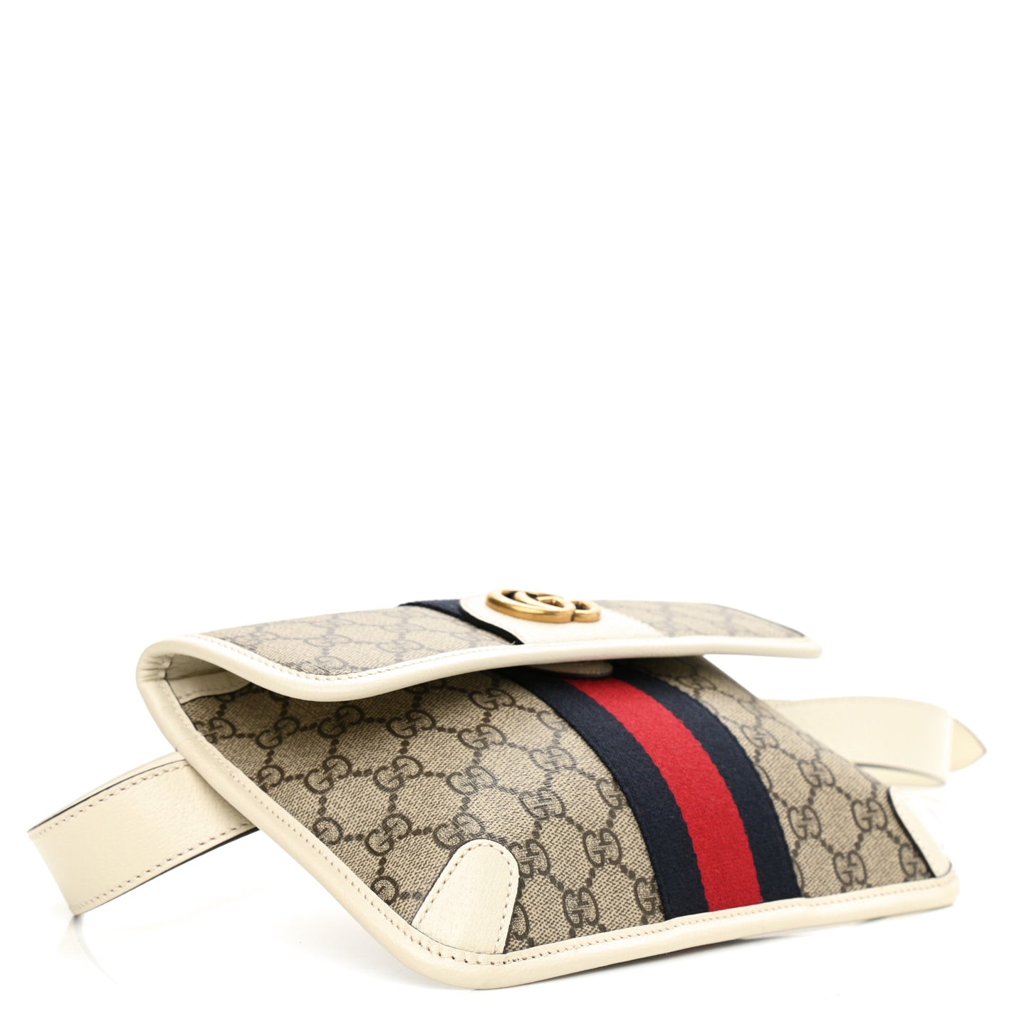 GG Supreme Monogram Textured Calfskin Web Small Ophidia Belt Bag 120 48 Beige Ebony Mystic White