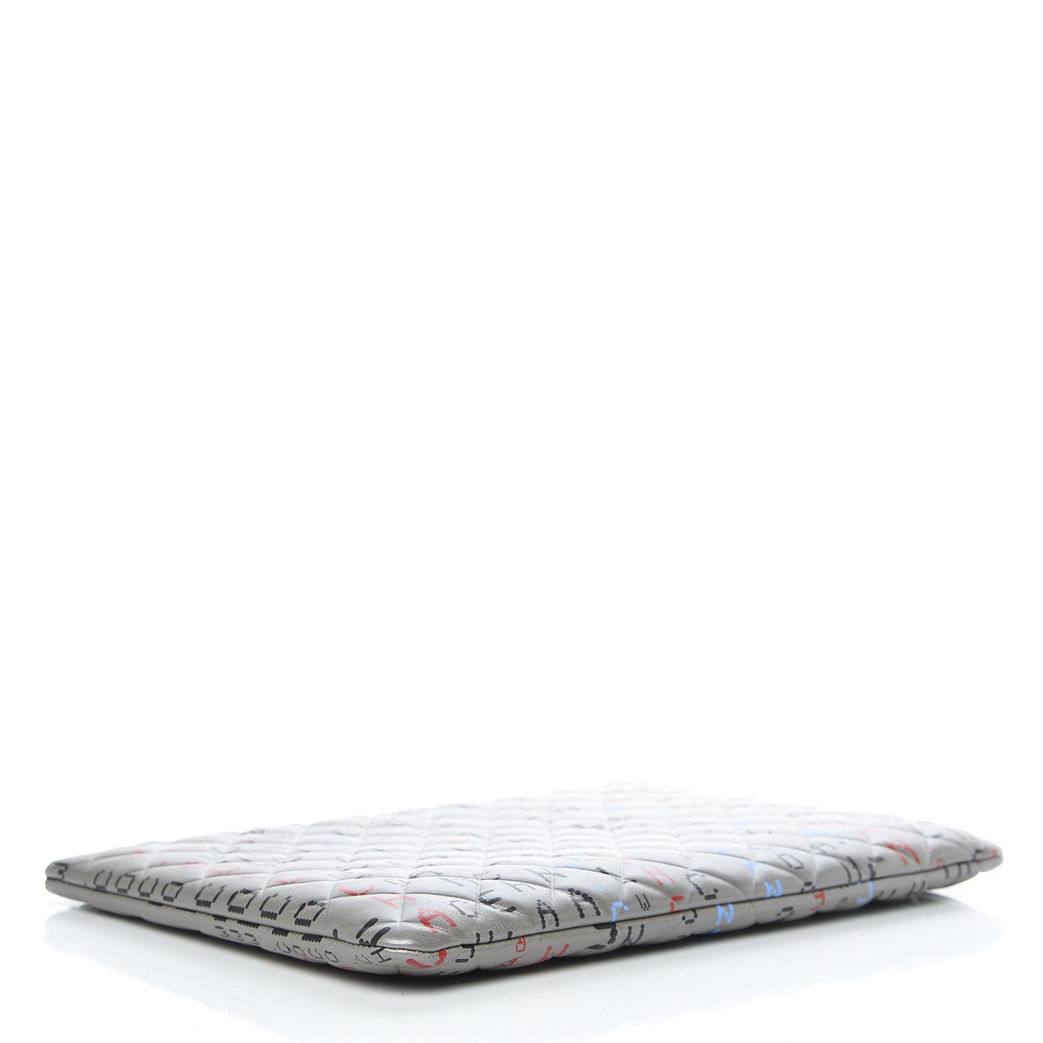 Chanel Metallic Lambskin Quilted Large Data Center Cosmetic Case Silver 4 of 10