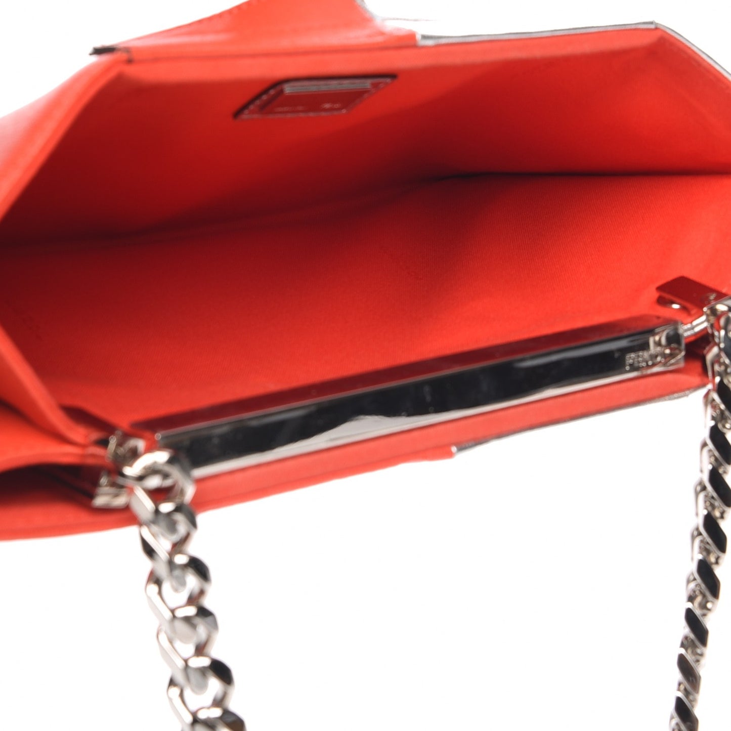 Metallic Saffiano Bi-Color Grande Clutch Papavero Argento