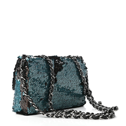 Chanel Sequin Lambskin Mini Flap Blue Black 3 of 9