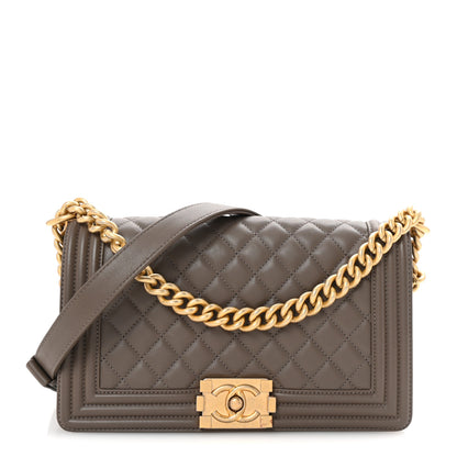 Chanel Lambskin Quilted Medium Boy Flap Taupe 1 of 10